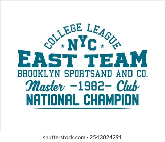 Nueva York Vector universitario etiqueta y diseño de impresión para camiseta Gráfico de baloncesto Universidad de Brooklyn tipografía Ilustración vectorial