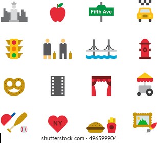 NEW YORK color flat icons