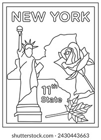 New york coloring page designed in hand drawn vectors 