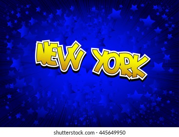 New York - Comic book style word