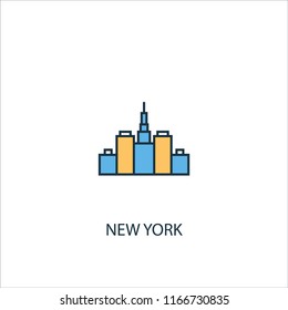 New York concept 2 colored line icon. Simple yellow and blue element illustration. New York concept outline symbol design from USA set