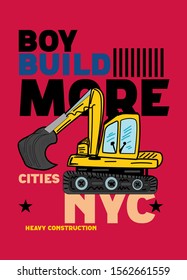 new york construction machine,t-shirt design fashion vector