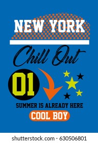 new york cool boy,t-shirt print poster vector illustration