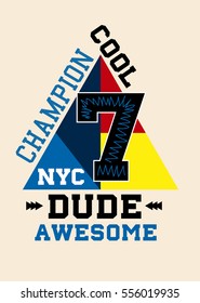 new york cool dude awesome,t-shirt print poster vector illustration