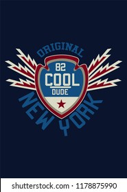 new york cool dude,t-shirt design vector illustration