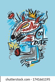 new york cool dude,t-shirt design fashion vector abstract drawing illustration