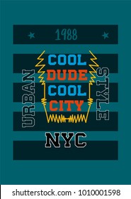 new york cool dude,t-shirt print poster vector illustration