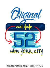new york cool dude,t-shirt print poster vector illustration