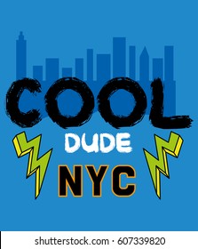 new york cool dude,t-shirt print poster vector illustration