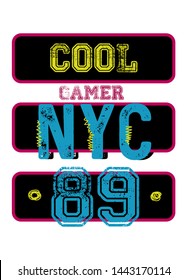 new york cool gamer,t-shirt design fashion vector