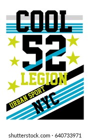 new york cool legion,t-shirt print poster vector illustration