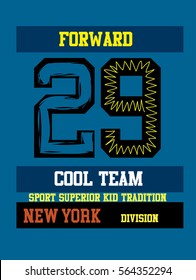 new york cool team division,t-shirt print poster vector illustration