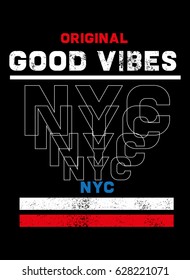 new york cool vibes,t-shirt print poster vector illustration