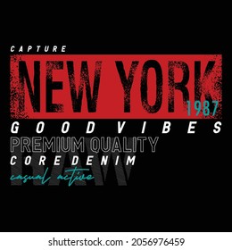 New york core denim fashion stylish,text,lettering alphabet,typography graphic slogan t shirt print vector illustration design