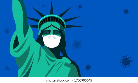 New York coronavirus pandemic. Statue of Liberty in medical mask. 