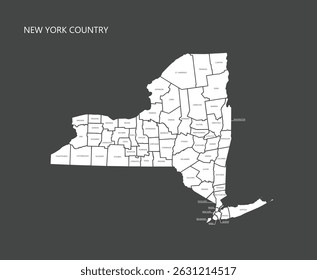 New York Country map with background