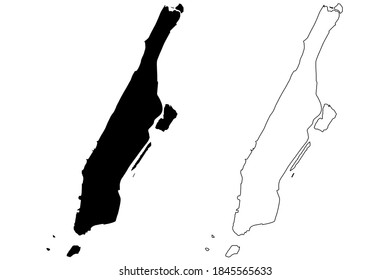 New York County, New York State (U.S. county, United States of America, USA, U.S., US) map vector illustration, scribble sketch Manhattan map