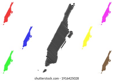 Condado de Nueva York, New York State (condado de los Estados Unidos de América), mapa de ilustración vectorial, esbozo garabato mapa de Manhattan