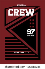 new york crew,t-shirt print poster vector illustration