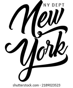 Arte de tipografía cursiva de Nueva York para camisetas