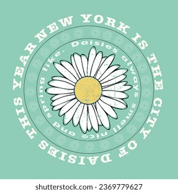 New York and Daisy Slogan Illustration on vector 