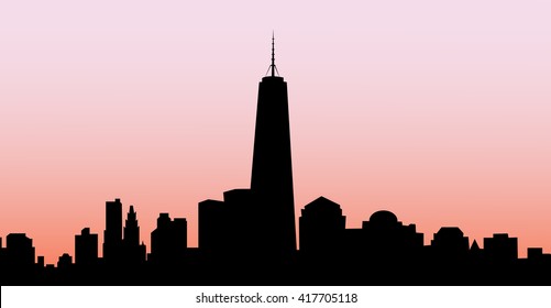 New York Dawn Skyline -Vector