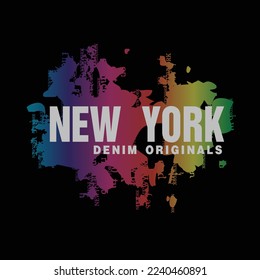 New York Denim Original Typography Gradient grunge Graphic design poster t shirt Print Vector