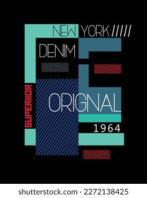 New York Denim Original Typography Superior Geometrical Vector t shirt design