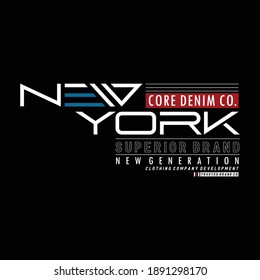 New York Denim Stylish Typography Graphic T shirt Stock Vector Illustration