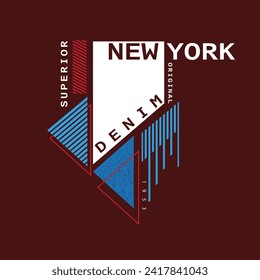 New york denim superior geometrical typography clothing brand t shirt design