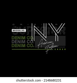 new york denim typography design ready to print for t shirts and apparel.