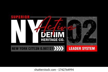 new york denim typography for print t shirt