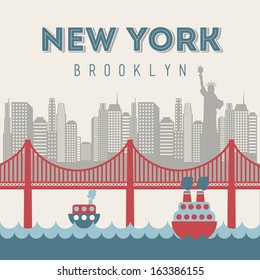 new york design over beige background vector illustration