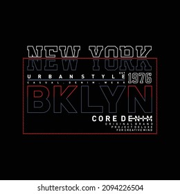 New York design for t-shirt.  Brooklyn tee shirt print. Typography graphics for apparel. Vector