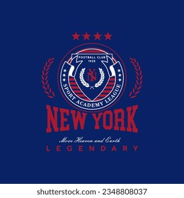 New York design for t-shirt. Football tee shirt print. Typography graphics for sportswear and apparel. Vector illustration.