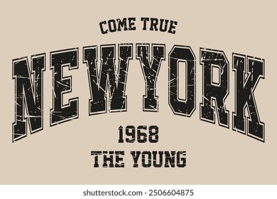 New York Design Vector Varsity Sport Fashion Escribir USA Tipografía Camiseta