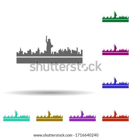 New york detailed skyline multi color icon. Simple glyph, flat vector of cities icons for ui and ux, website or mobile application