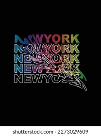 New York distortion Typography  Urban gradient Liquid  lettering text  typographic poster vector t shirt design
