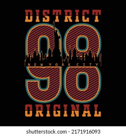 new york district tee typography graphic design for print t shirt illustration vector