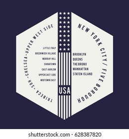 New York district typography, tee shirt graphics, vectors