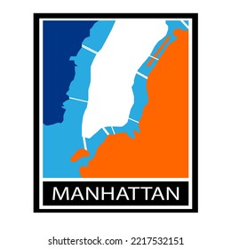 new york districts manhattan map vector icon in colour
