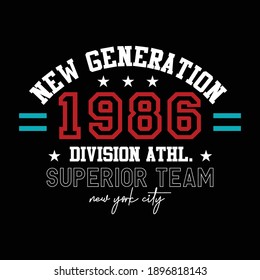 New York Division Athletic Stylish Typography Graphic T shirt Stock Vector Illustration