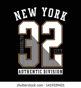 New york division typography t shirt graphic vector