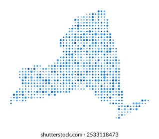 New York Dot Map. Us State Digital Style Shape. New York vector image. Us State shape blue circular dots. Classy vector illustration.