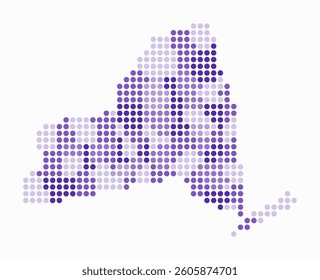 New York dotted map. Digital style map of the state on white background. New York shape with circle dots. Colored dots style. Large size circles. Artistic vector illustration.