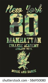 New york eagle camouflage pattern graphic design vector art