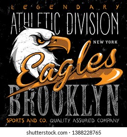 new york eagles brooklyn print tee shirt graphic design