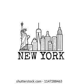 New York City Architecture Retro Black Stock Vector (Royalty Free ...
