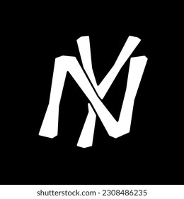 New York emblem, white letters N and Y on black background, vector illustration for web, print, fabric, decal.