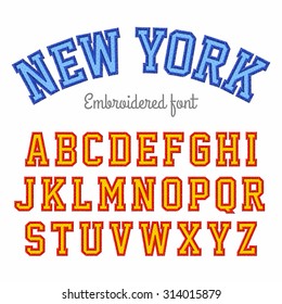 New York, embroidered font vector illustration